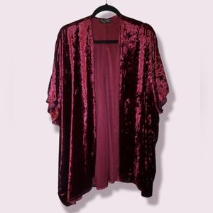 American City Wear Velvet Burgundy Kimono Cardigan 1X